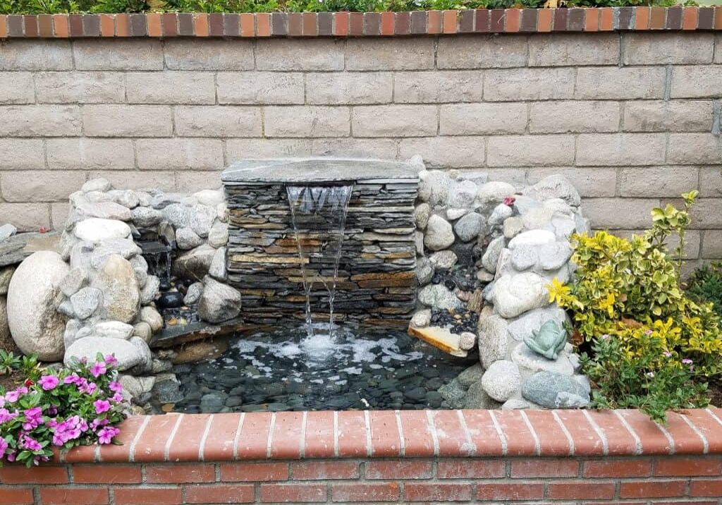 Fountain Construction for Water feature with center sheer descent waterfall and two flanking waterfalls